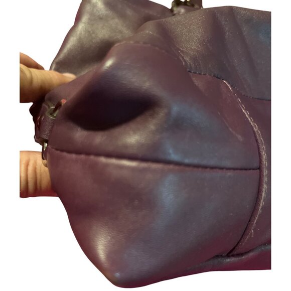 Nice Rare Coach Purse Ashley Gathered Leather Satchel Plum Purple #F19425 - Picture 11 of 12